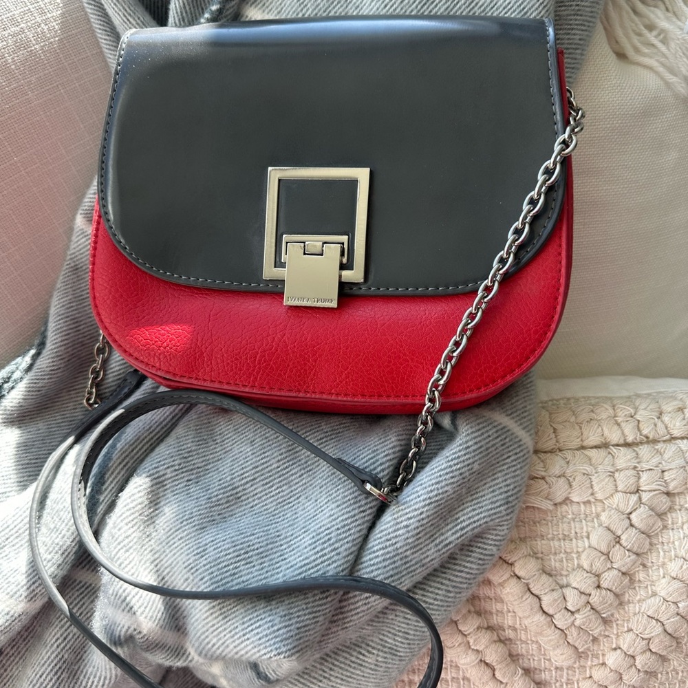 Ivanka Trump Grey and Red Crossbody Bag